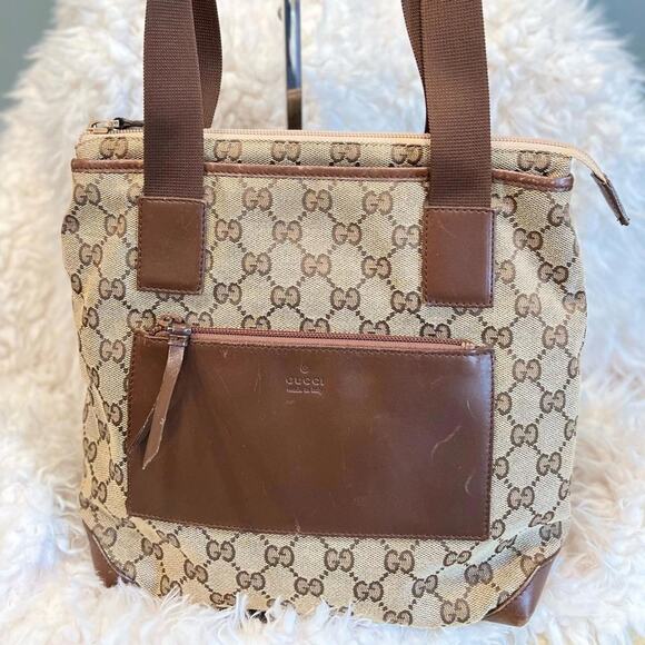 Gucci Canvas and Leather GG Web Tote Shoulder Bag (GGXX130) - Picture 2 of 11